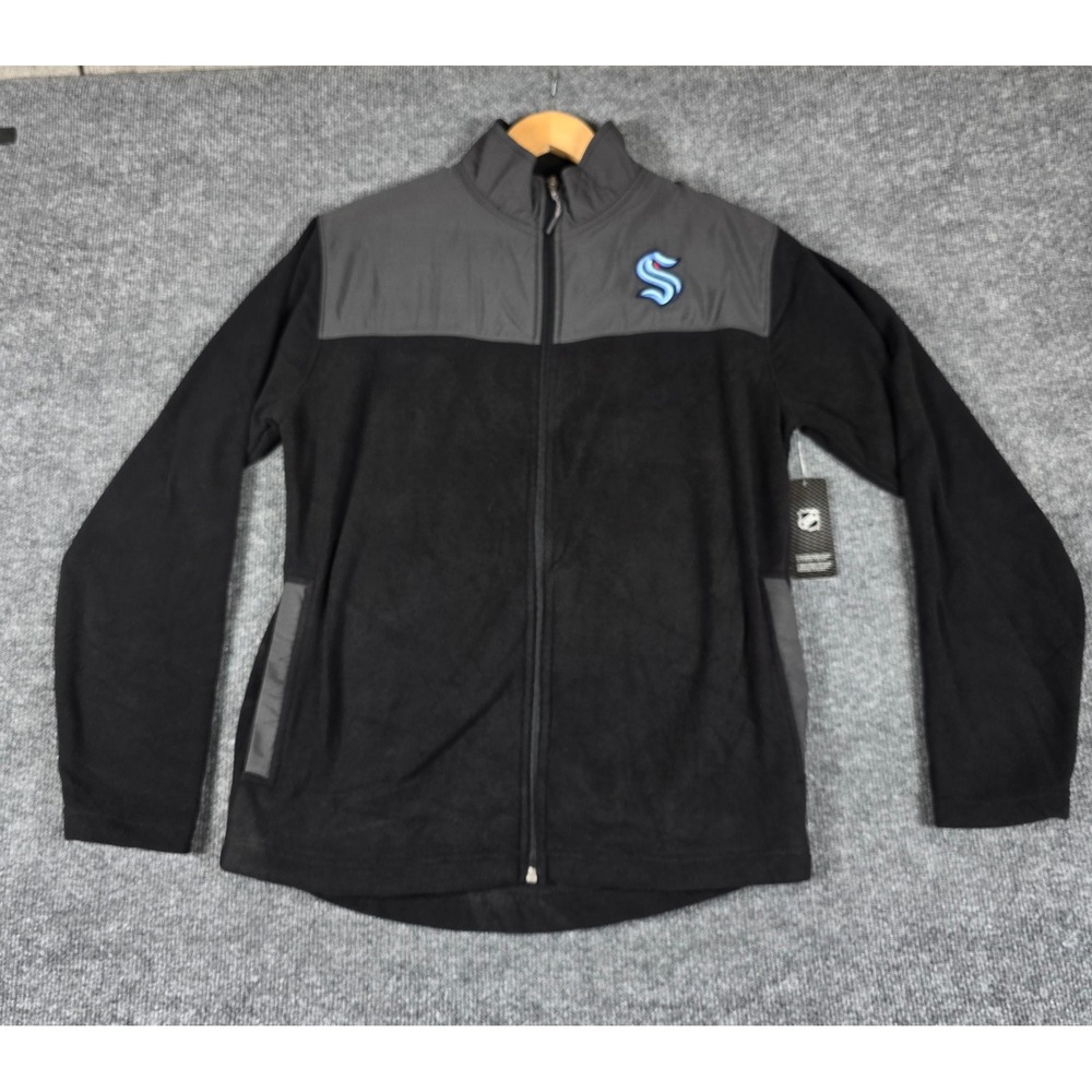 Mens Seattle Kraken NHL Fleece Jacket‎ Full Zip Gray Black Size S
